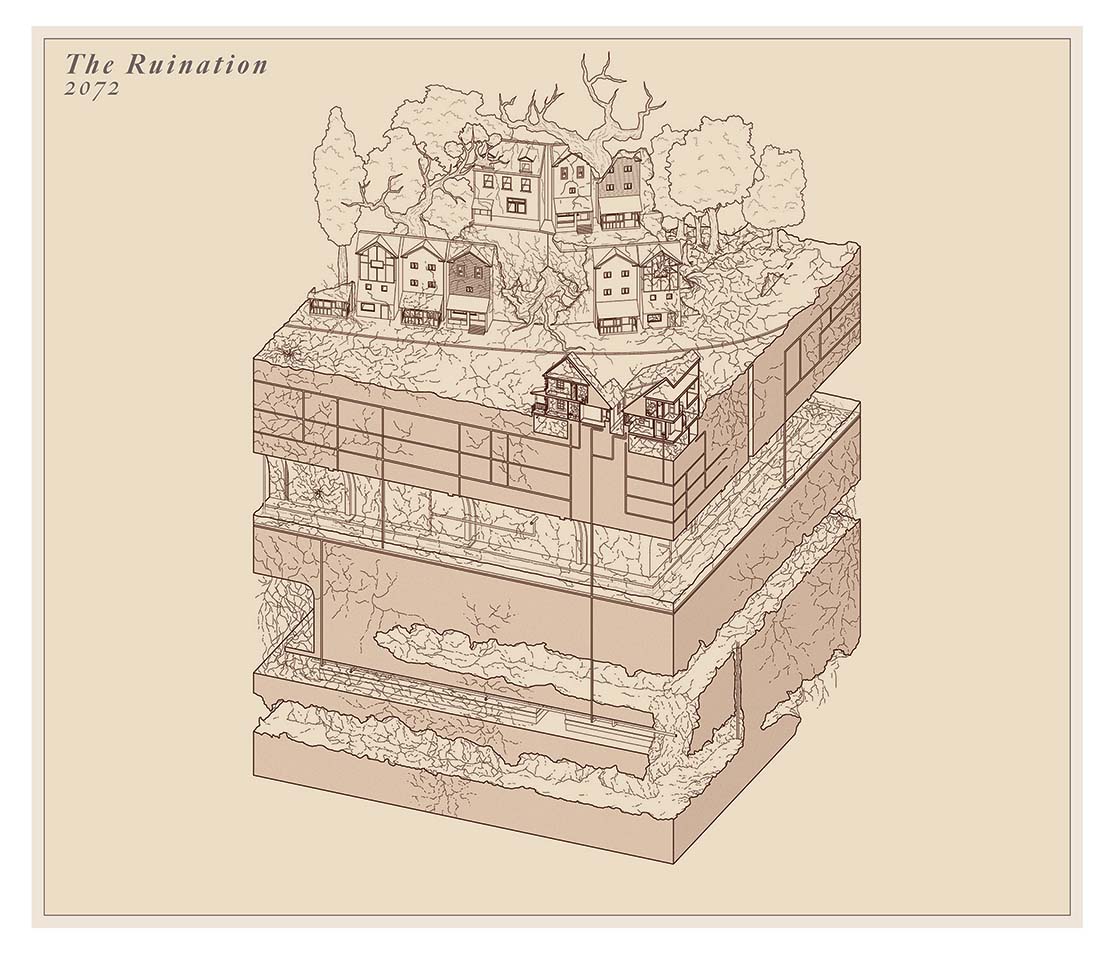 Axonometric Drawing of the ruination